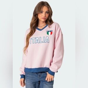 Edikted Italia Pink and Blue Women's Oversized Sweatshirt